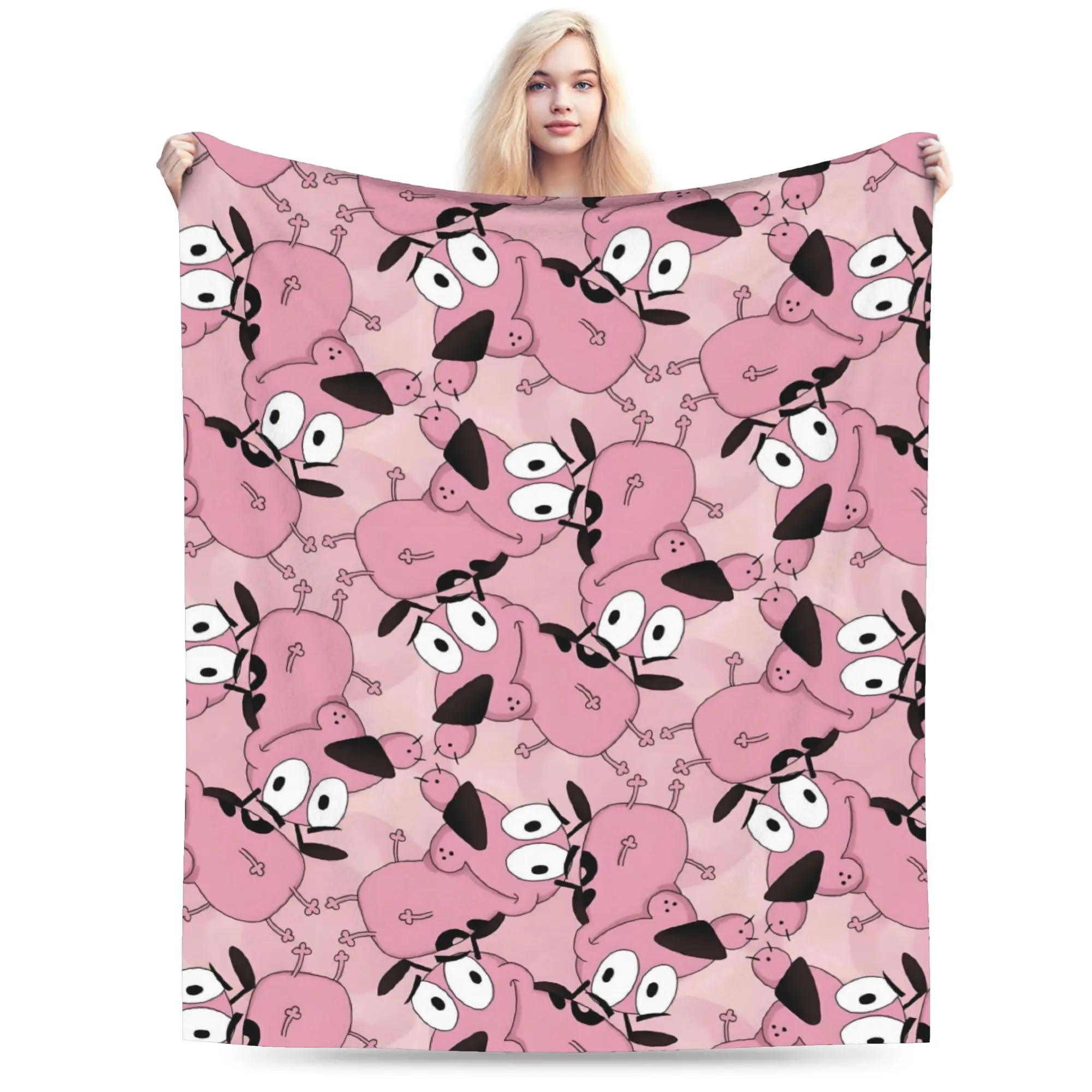 Custom Cobarde Courage Cowardly Dog Blankets Comfortable Soft Flannel Autumn Cute Miguru Dog Throw Blanket for Couch Home Bed