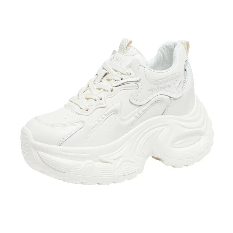 

Women's Spring Thin Breathable Soft Bottom Dad Shoes Lightweight Sport Sneakers Thick 9cm Heightening Flats Comfortable