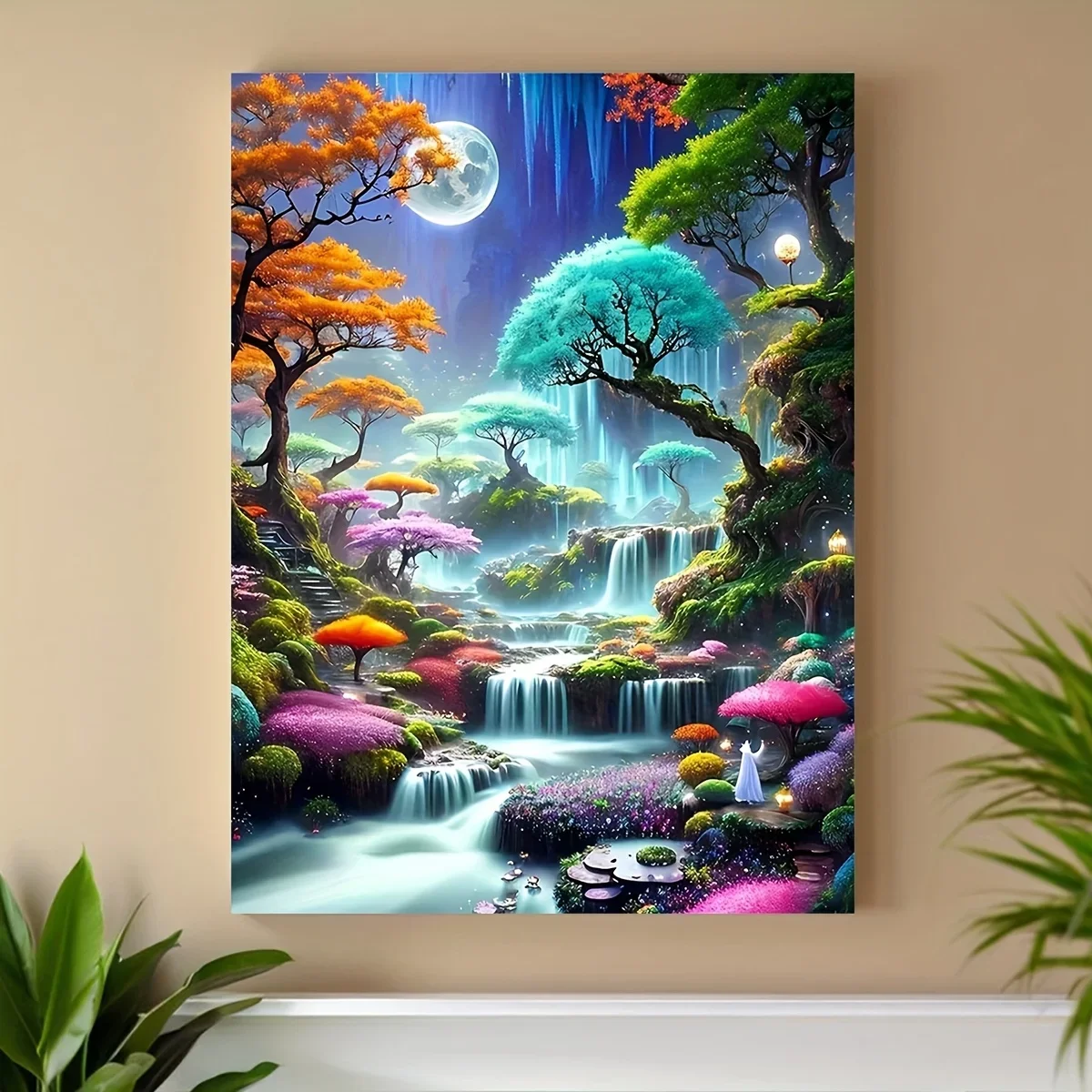 Frameless Canvas Painting No Framed Canvas Art Featuring A Magical Moon Forest, For Home Bedrooms, Kitchens, Living Rooms, As We