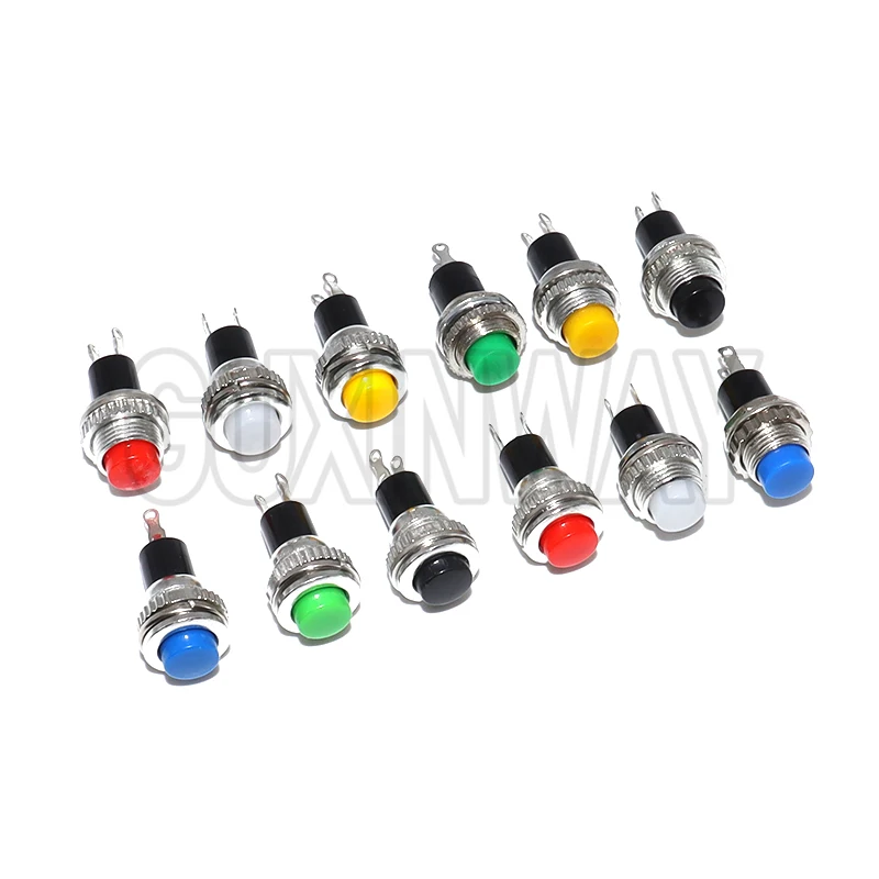 6 Buah Saklar Tombol Tekan Panel Pemasangan Ulir Atas 10mm Momentary OFF-(ON)