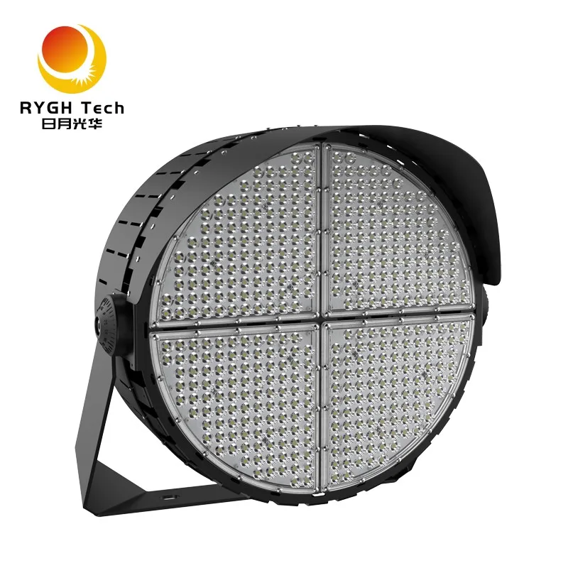 Round  Gloss IP65 Waterproof and Dustproof 1200W LED Aluminum  Bright 160-170LM/W Outdoor Stadium Lighting