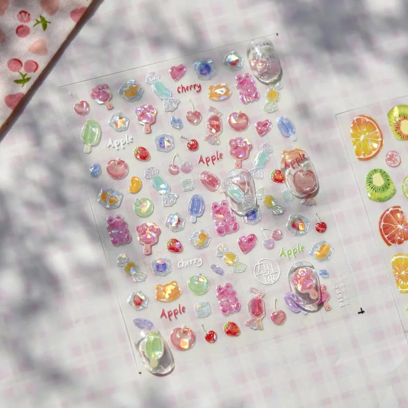 الملونة الفاكهة الليمون الجريب فروت الكيويفروت الحلوى المصاصة أرنب الكرز هلام لاصق مسمار الفن ملصق ديكور ذاتي الصنع مانيكير الشارات #5