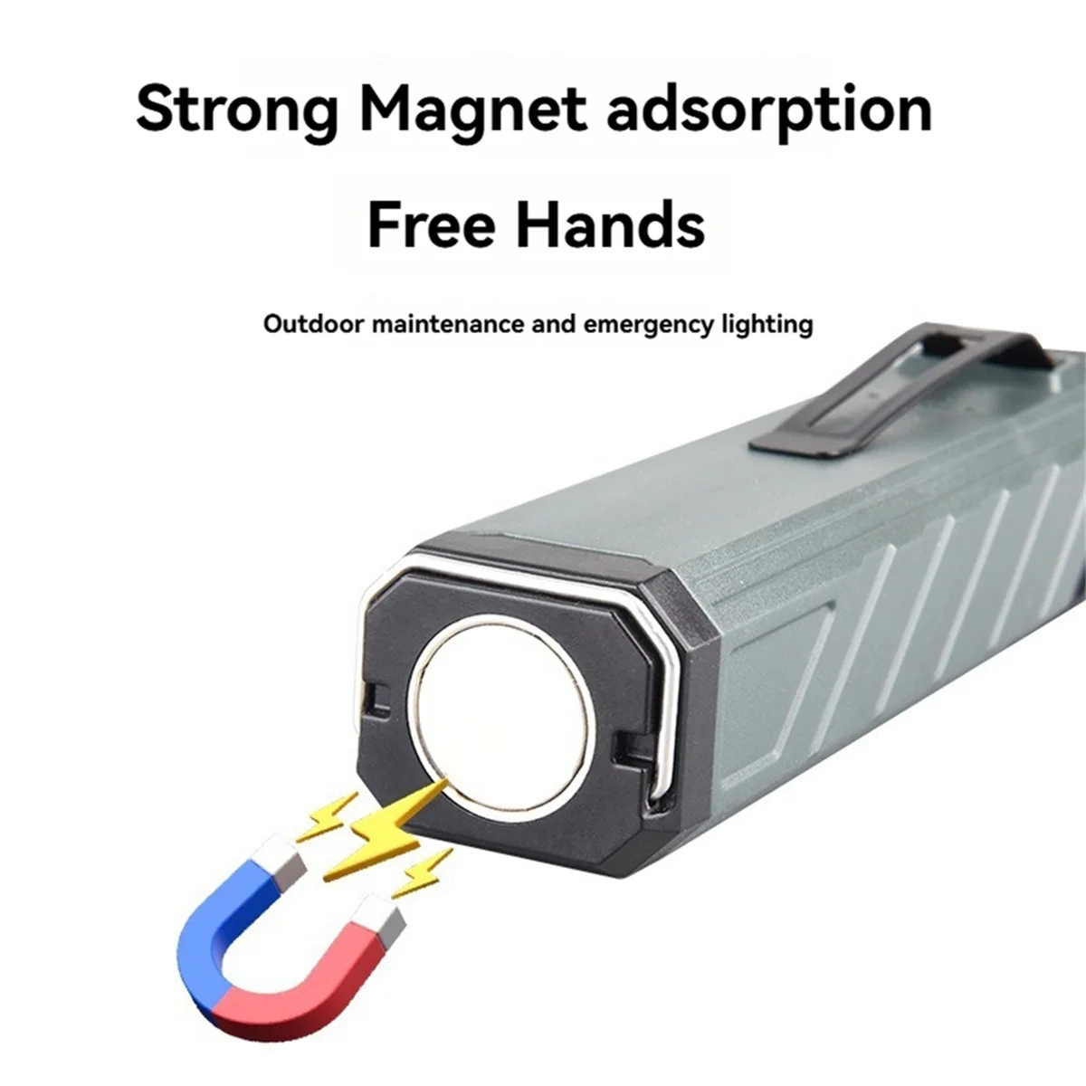 A72Z COB Flashlight Clip on Torch Handheld Camping Work Torch 90° Angle Lamp with Magnet Car Inspection Red Light Warning