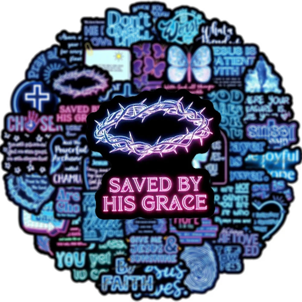

10/30/50pcs Funny Blue Neon Motivational Quote Graffiti Stickers Cartoon Decals Laptop Diary Luggage Phone DIY Aesthetic Sticker