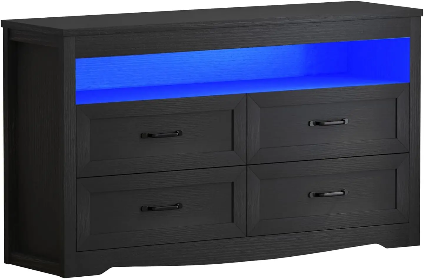 4 Drawer Dresser Chests with LED Light,Wide Chest of Drawers with Metal Handles,Wood Dresser for Storage and Organization