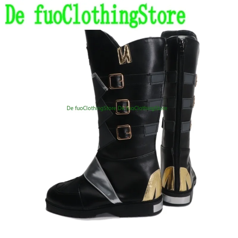 

DefuoClothing Comic Exhibition Cosplay Shoe Zone Zero Card Lv Dong's Son Wright COS Shoes Height Increasing Black Anime Shoes