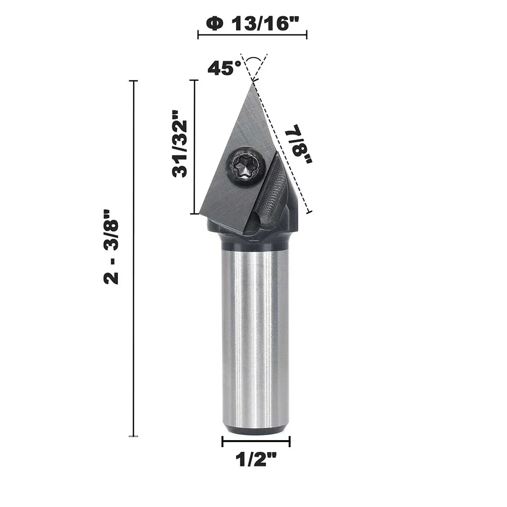 1pc V-shaped Chamfer 45 Degree Router Bit Woodworking Engraving Milling Cutter Double-edged Cutting For Acrylic PVC Engraving