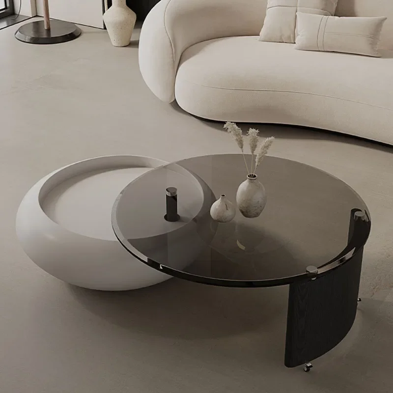 Minimalist Vanity Coffee Table Luxury Nordic Design Elegant Round Coffee Table Glass Mesa De Centro De Sala Home Furniture