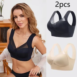 2pcs Seamless Lace Underwear Bra For Women Gym Fitness Exercise Top Bra Plus Size Bralette Push Up Cap Brasier Without Underwire