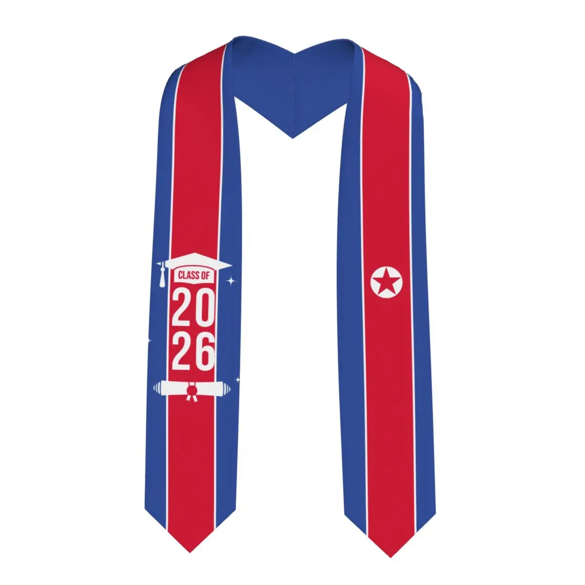 

Выпускная лента-шарф с флагом Северной Кореи для иностранных студентов, выпуск 2026 года, 183 см в длину