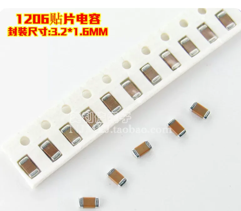 100PCS 334 474 105 225 475 K/M/Z 0.33UF 0.47UF KIT Capacitance 1206 Capacitor 330NF 470NF 1UF 2.2UF 4.7UF 50V
