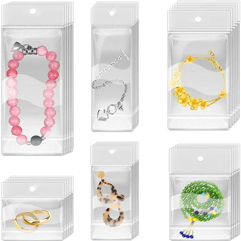 

100pcs Clear Self Seal Plastic Bag Pouch Sachet For Necklace Jewelry Holder Packaging Small Business Orders Organizer Supplies