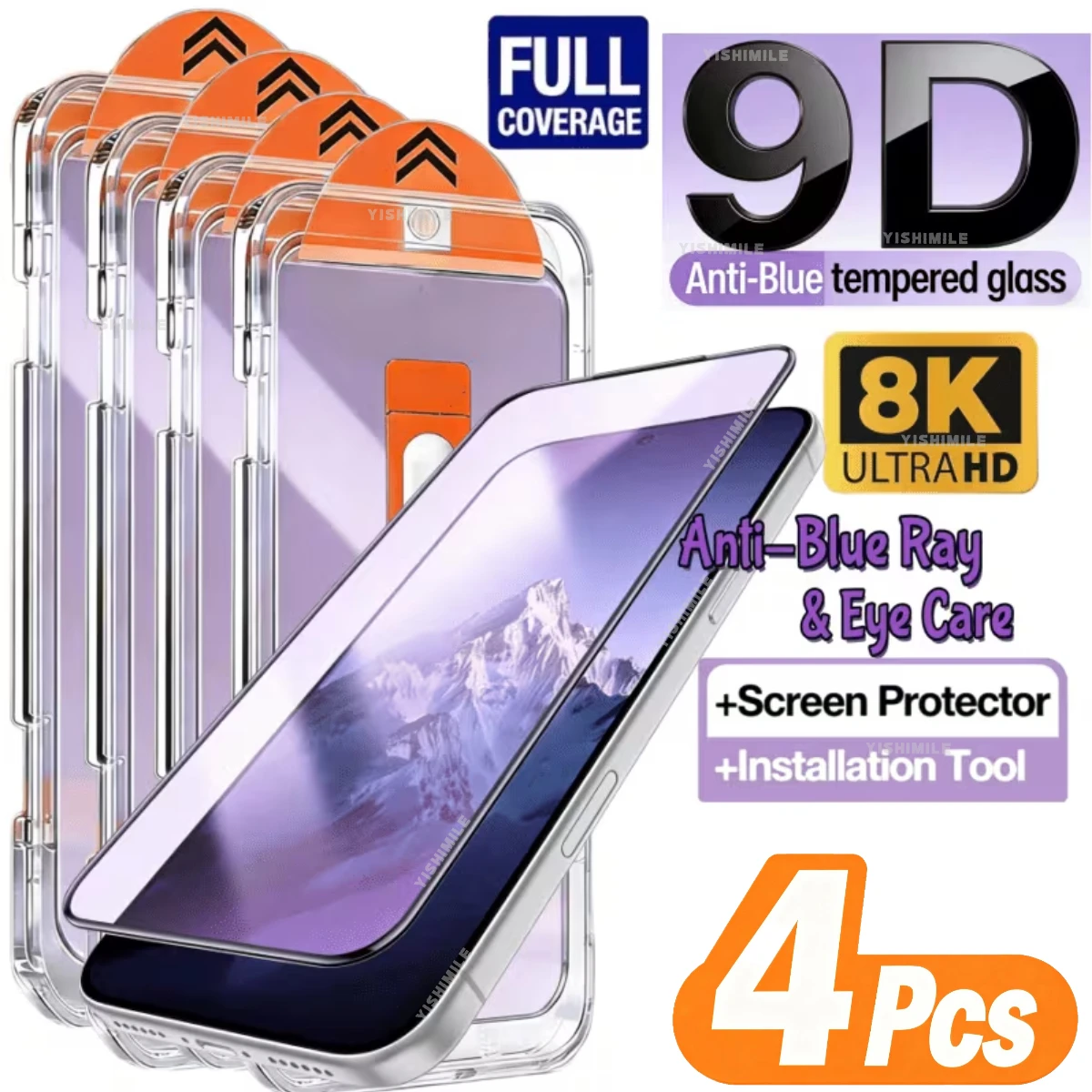 4PCS 4PCS Anti Blue Light Tempered Glass Screen Protector, With Install Kit, Eye Protection For iPhone 18/17/16/15/14/13/12/11 - Aliexpress Deal