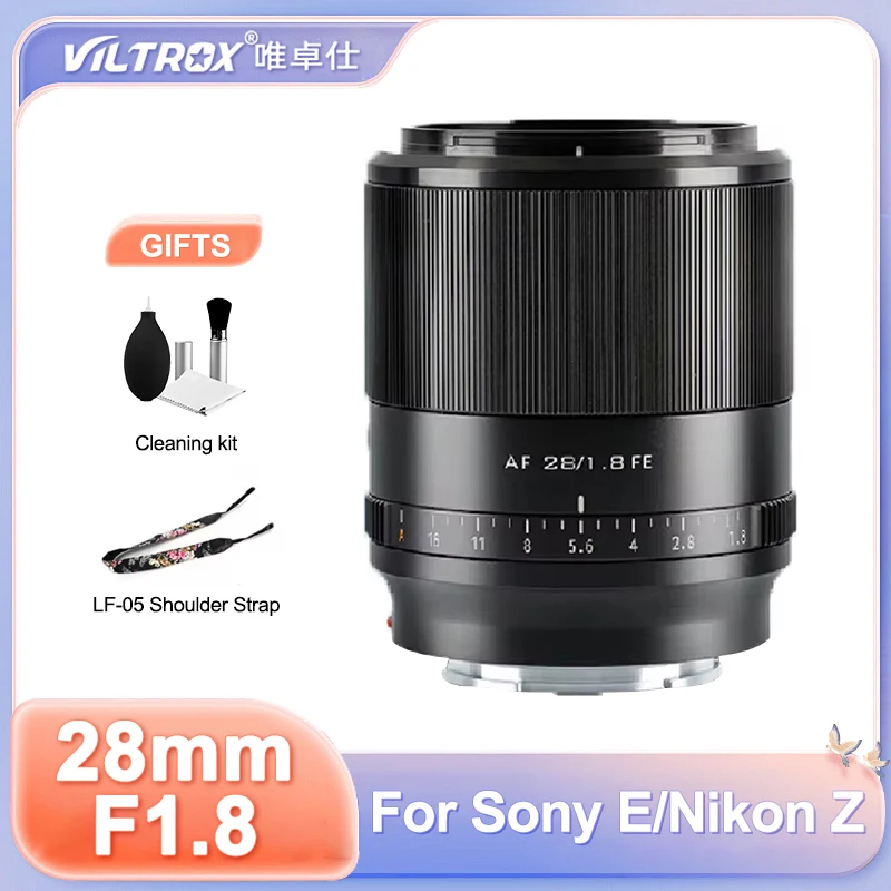 

Viltrox 28mm F1.8 Full Frame APS-C Auto Focus Wide Angle Camera Lens for Sony E Mount A7 A7R Nikon Z Mount Z5 Mirrorless Camera