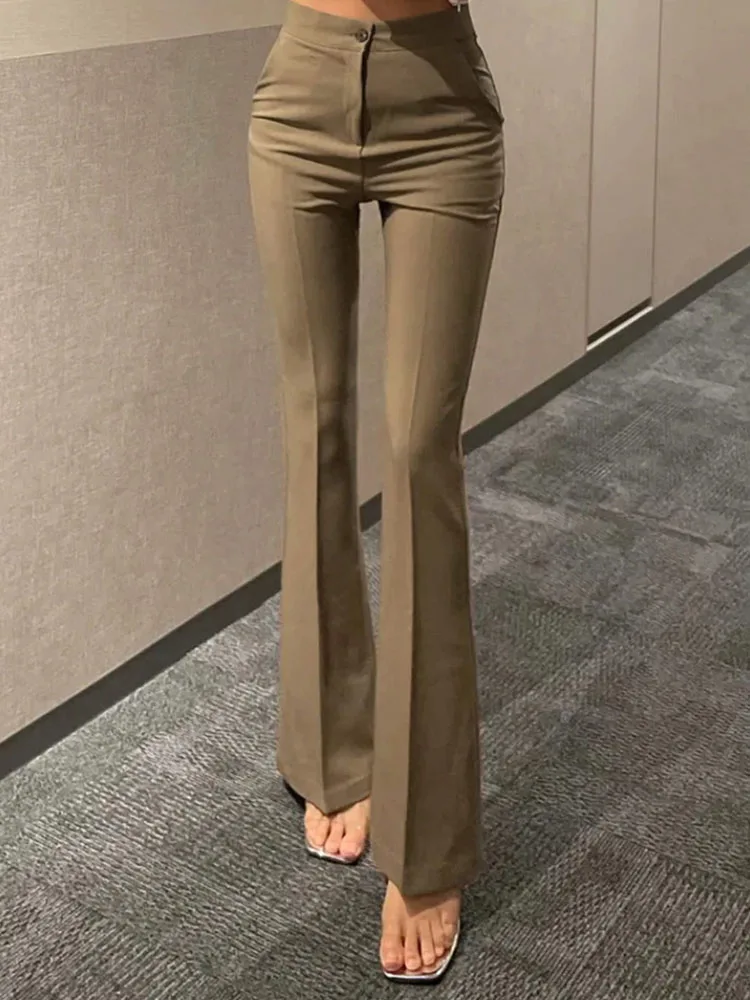Bureau nouveau mince taille haute costume pantalon mode coréenne femmes décontracté Bootcut pantalons jambe large droite pantalon élégant
