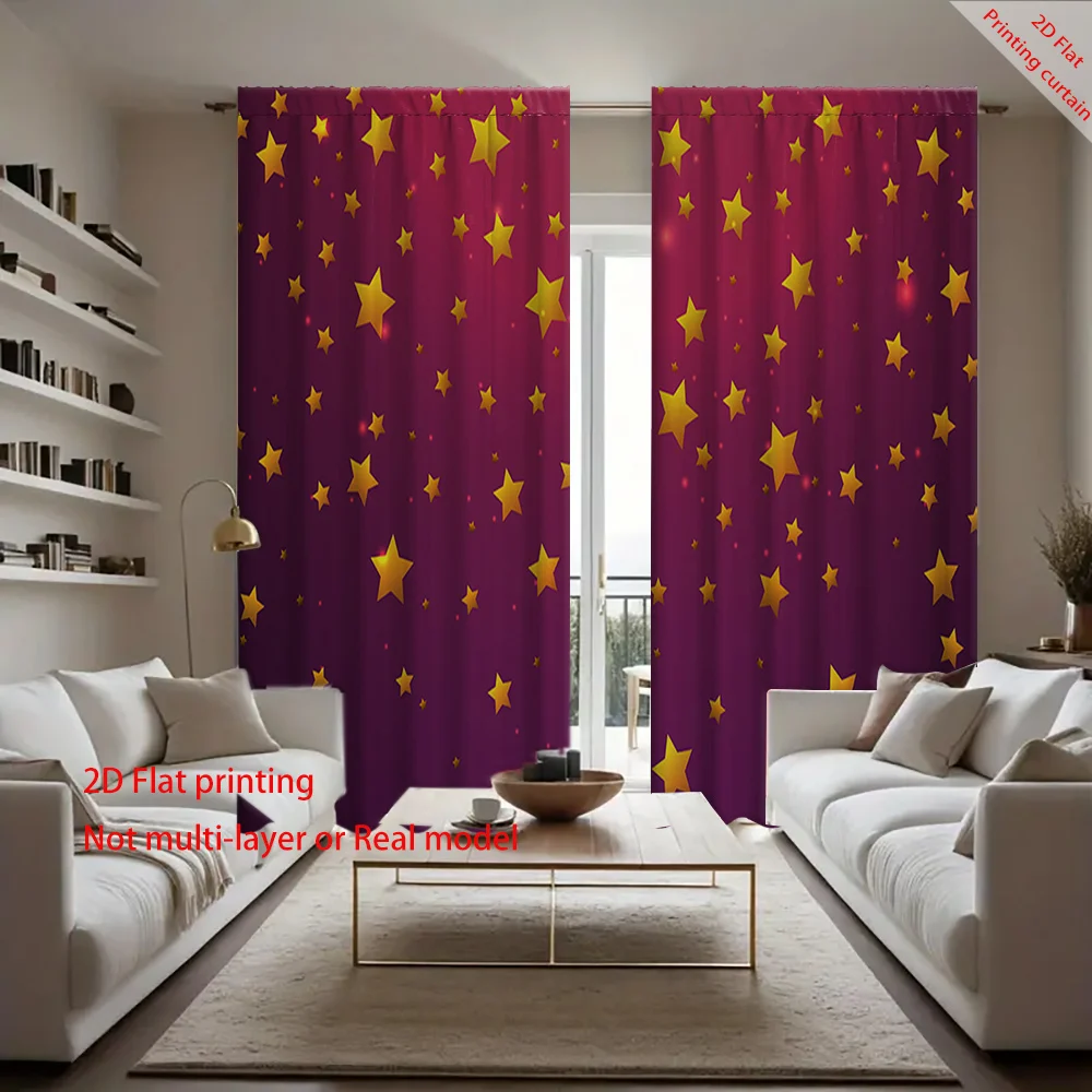

Purple starry sky pattern printed curtains, suitable for home, dormitory, and office decoration, beautiful blackout curtains
