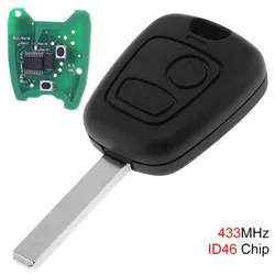 433MHz 2Buttons Remote Key Fob with ID46 Chip and Battery for C2 (03/10/2003 - 2006) C3 Pluriel (03/10/2003 - 2006) Peugeot- 307