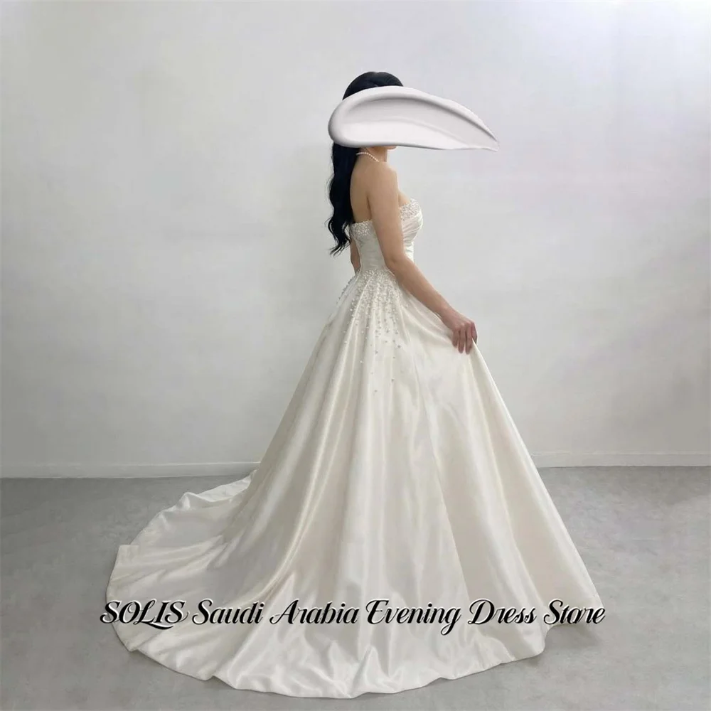 SOLIS White Party Dresses One Shoulder Evening Dresses A Line Satin Party Gown Beading On Chest Prom Gown for Women Customized