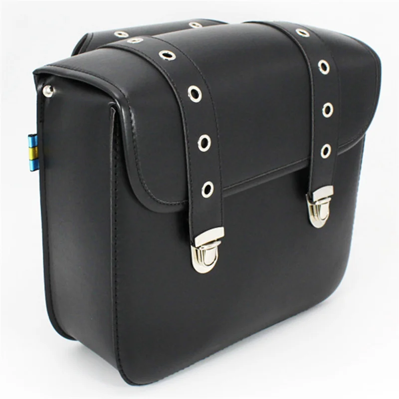 

AB61-1 Pair Motorcycle Retro Saddlebag PU Leather Side Bags Storage Bags Tail Bags For Universal Storage Tool Parts