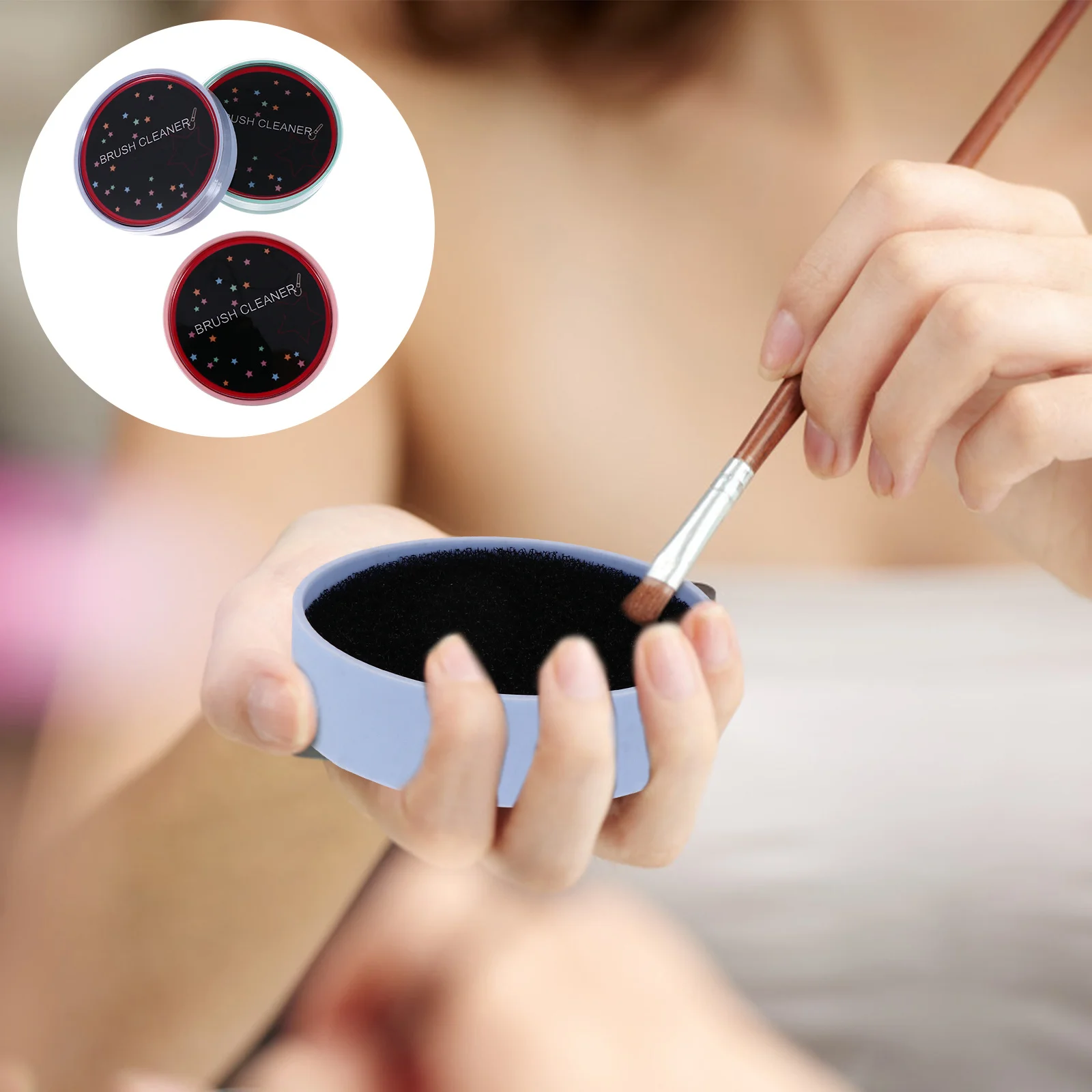 3 Pudełka do czyszczenia kosmetyków Gąbka Żel krzemionkowy Cień do powiek Mydło do czyszczenia Przenośne Lekkie Narzędzia do czyszczenia pędzli do makijażu