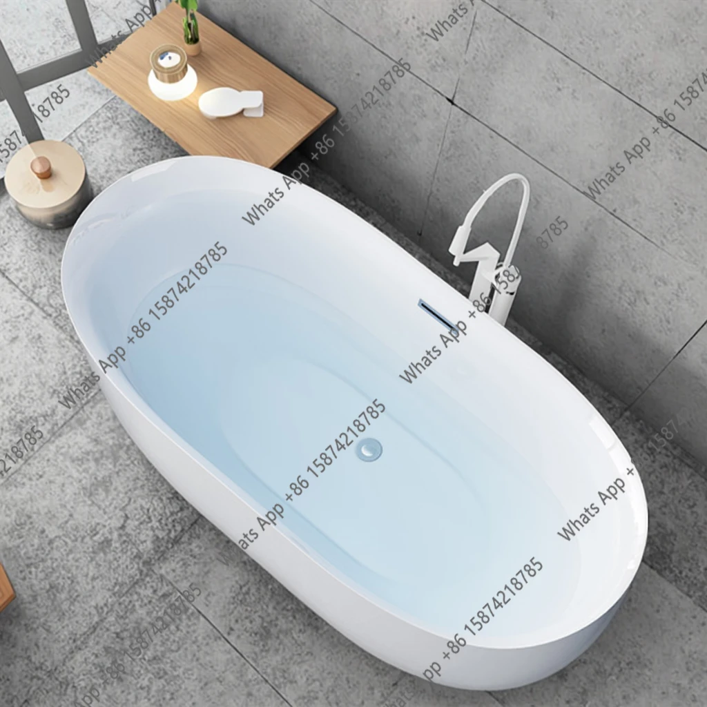 O Oval Freestanding Bathtub (Factory Direct) - Modern Acrylic Soaking Tub With Drain & Overflow