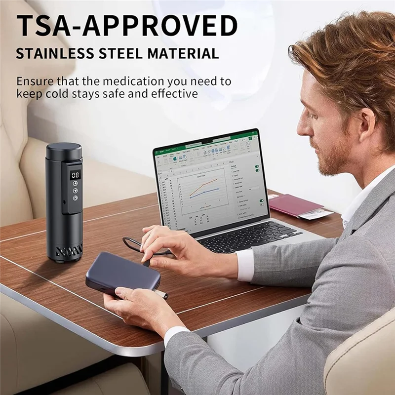 

AT63-Diabetic Care Medication Cooler USB Charger, Insulin Cooler For Travel Case, Portable Car Refrigerator For Travel