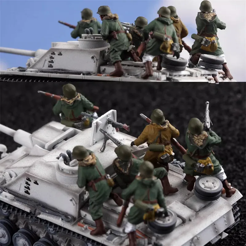 

1:72 Model 3D Printing Painted 6PCS German Armored Troops Tank Mounted Infantry Action Figure DIY Scece Accessory Collection