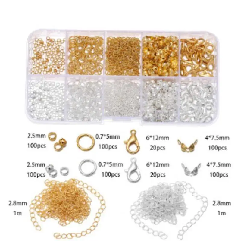 1260-teiliges Set für die Schmuckherstellung, Starter-Kit für Ohrringe, Halsketten, Bastelmaterial, DIY-Perlen, Schmuckzubehör, geeignet für Erwachsene und Anfänger. – Detail 10