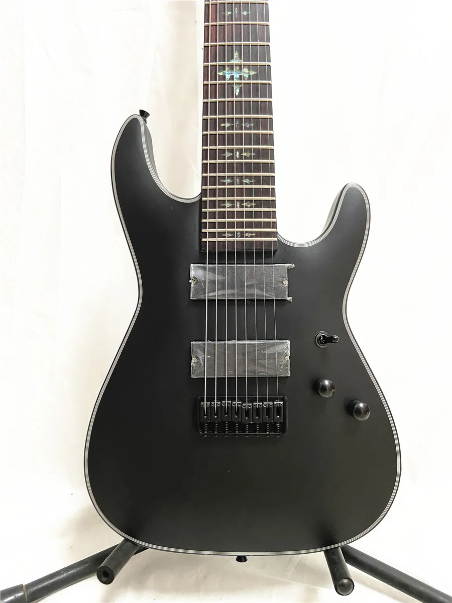 Custom edition 8-string electric guitar with black matte closed pickup fixed bridge can be customized for free shipping