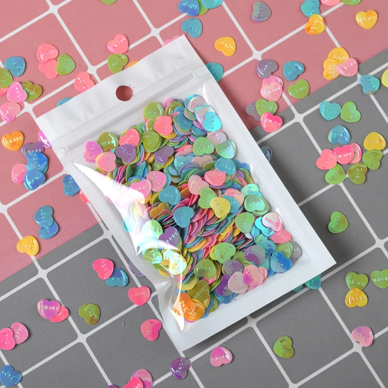 20 g/saco amor herat 10mm pvc confetes glitter lantejoulas para artesanato decoração da arte do prego paillettes lantejoulas diy acessórios de costura