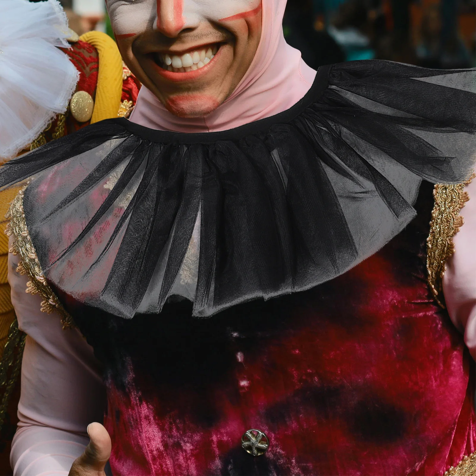 ヴィンテージチュールフリル付きピエロ襟女性装飾ネックショールビクトリア朝ルネッサンスコスチュームアクセサリーハロウィンシアターフリル