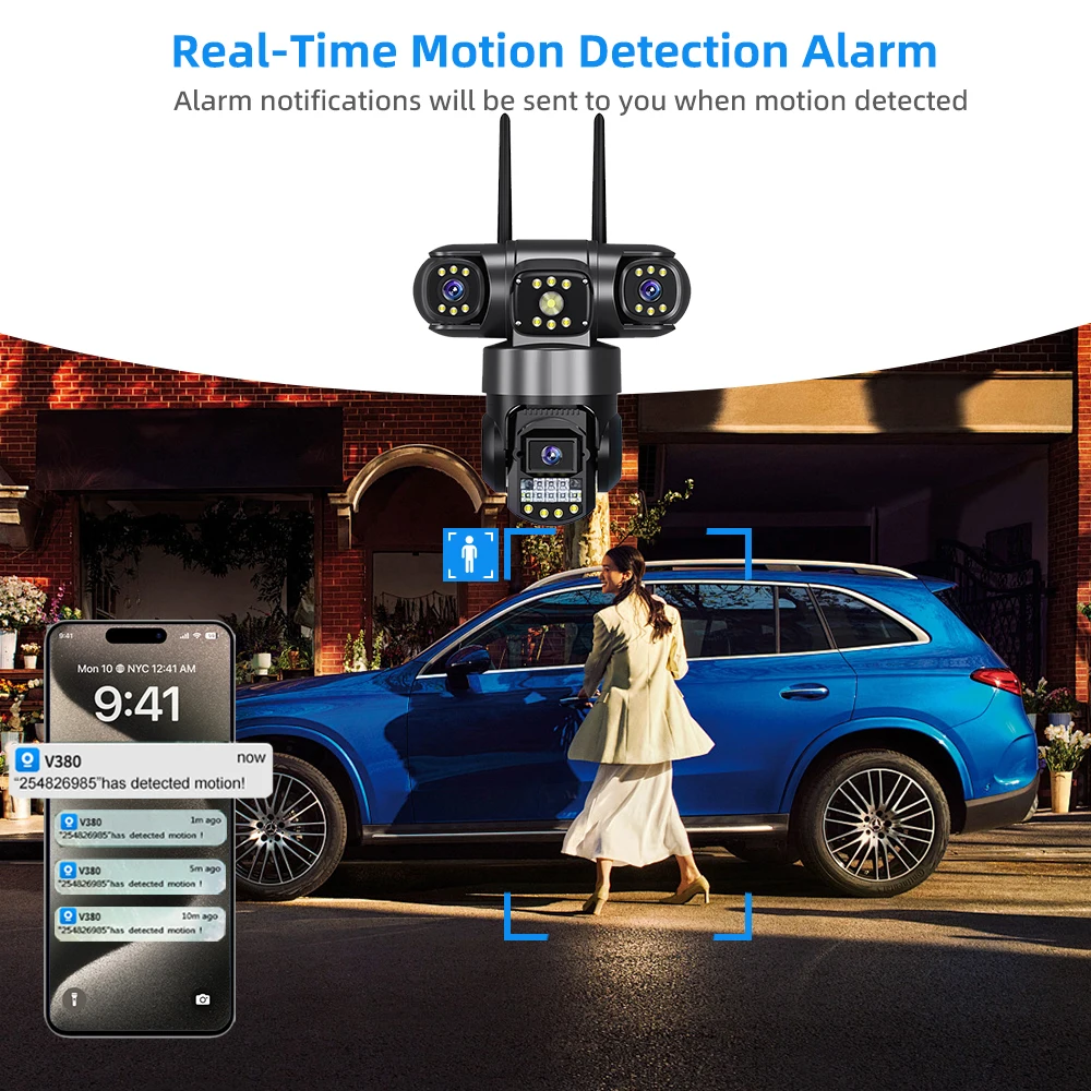 V380 Pro 6K 12MP 3 Lente 3 Tela WiFi CCTV Câmera Externa IP66 À Prova D 'Água Visão Noturna Vigilância de Segurança