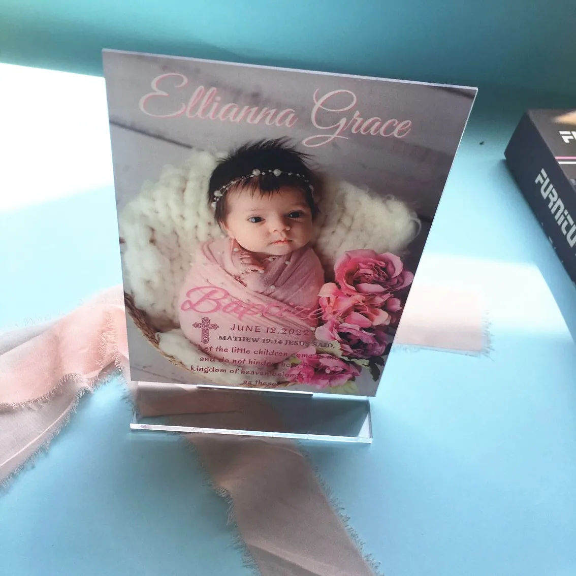 10pcs Lucite Baby Favor User Baptism Invitation Cards Personalize Party Birthday Invitation Cards with Holder