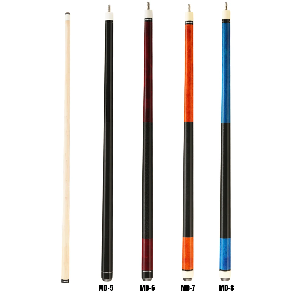 Newest MD Cues 58 Inch 19oz-20oz 1/2 Maple Billiard Stick Pool Cue Set 12.5mm Tip Maple Butt 4 Colors Professional Stick Kit