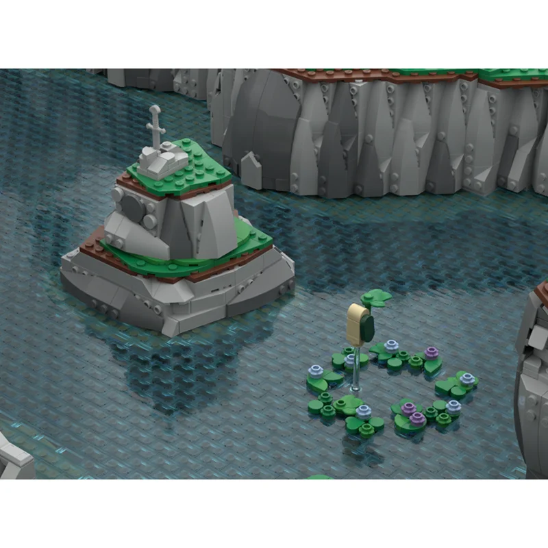 City Street View Moc Building Bricks Cliff Expansion Series - Large Plateau Pond Technology Modular Blocks DIY Assembly Gift Toy