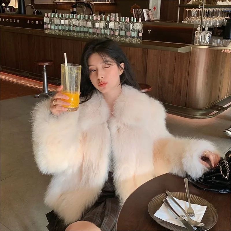 

New fur and coat women's with thickened lapels short stature