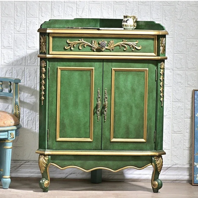 M71 American retro solid wood low cabinet, living room furniture, corner storage wine cabinet, fan-shaped triangular cabinet,