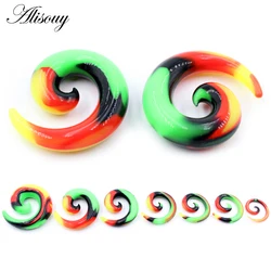 Alisouy 2pcs 3-12mm Colorful Silicone Spiral Ear Tunnels Plugs Expander Stretcher Earrings Gauges Helix Body Piercing Jewelry