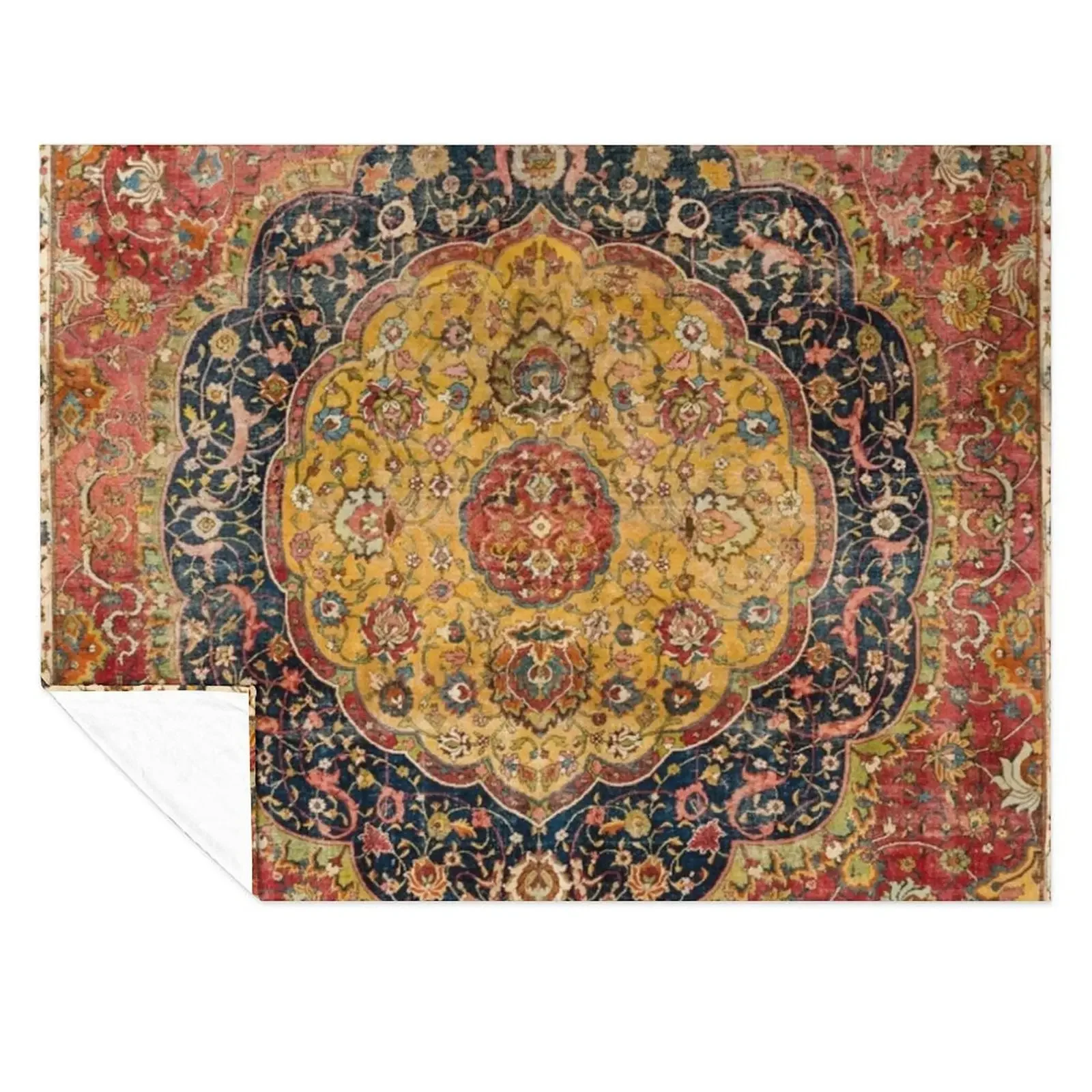 

Indian Boho III // 16th Century Distressed Red Green Blue Flowery Colorful Ornate Rug Pattern Throw Blanket wednesday Blankets