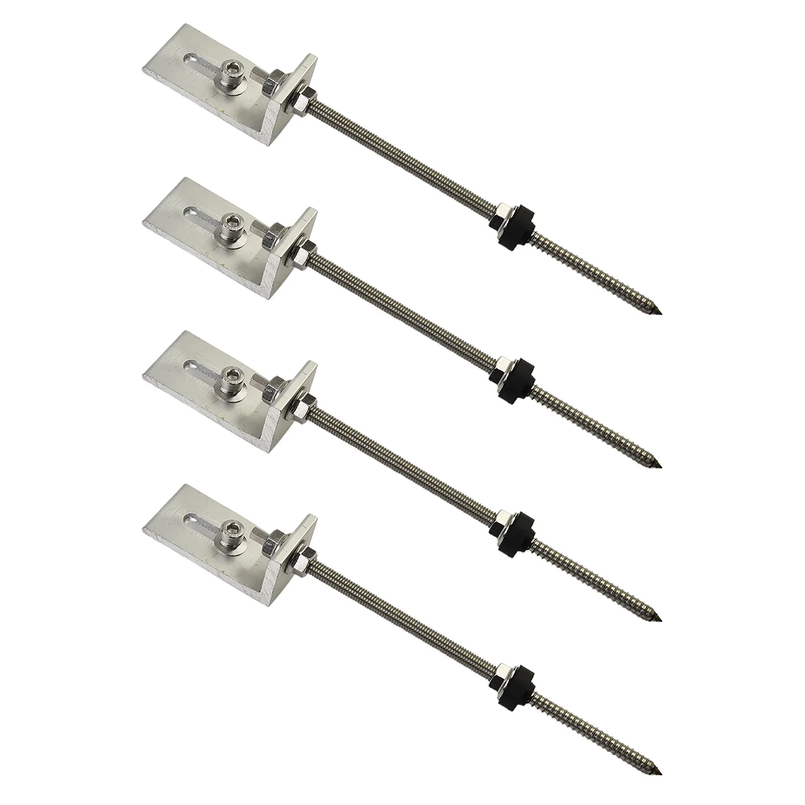 Brackets Pole Screws 200 250mm Sliver M10 L Angle PV Solar Trapezoidal With 4 Sets Aluminium Alloy Roof Fixture
