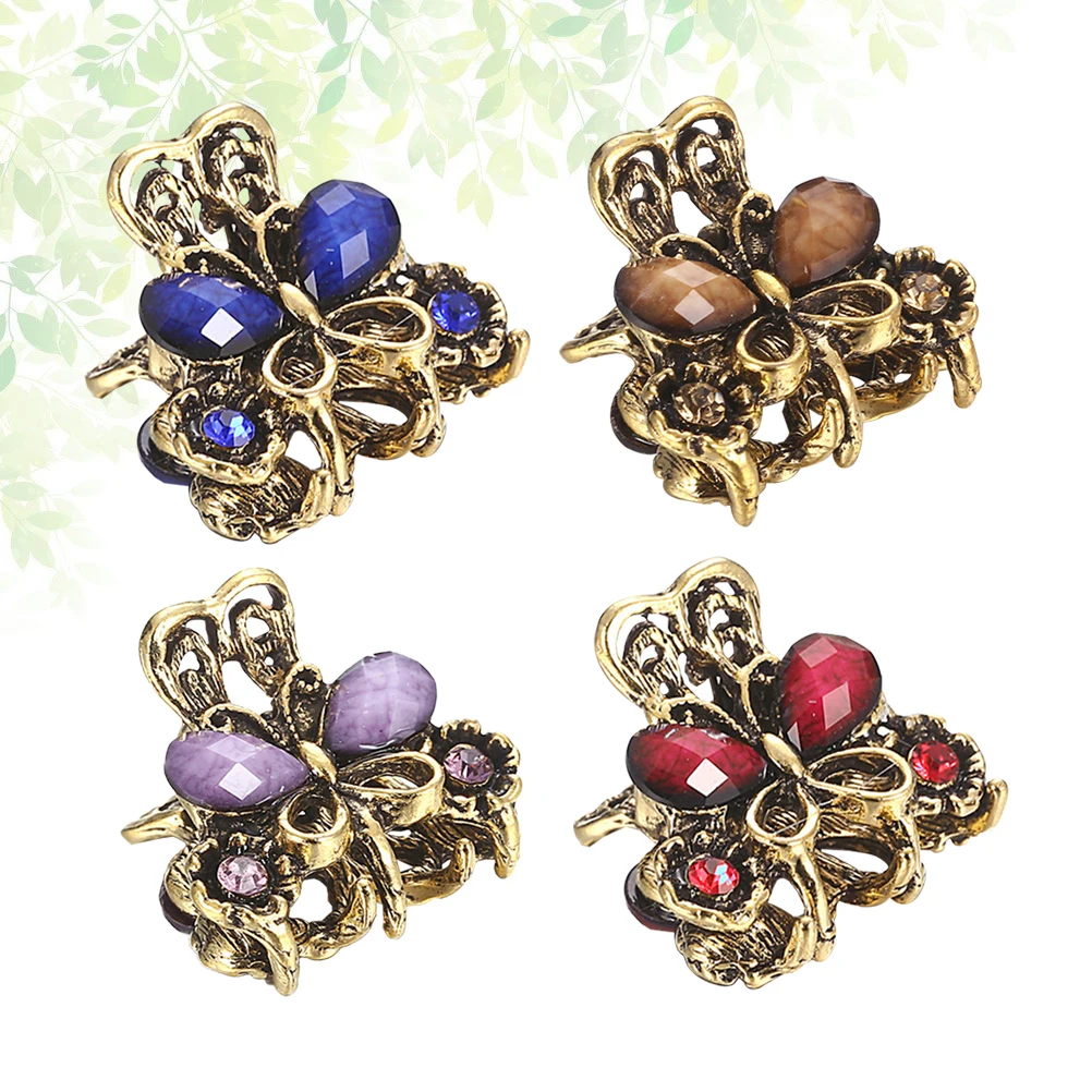 

4Pcs Retro Claw Hair Clip Durable Lightweight NonSlip Multicolor Vintage Women Hairstyle Tool Fashionable
