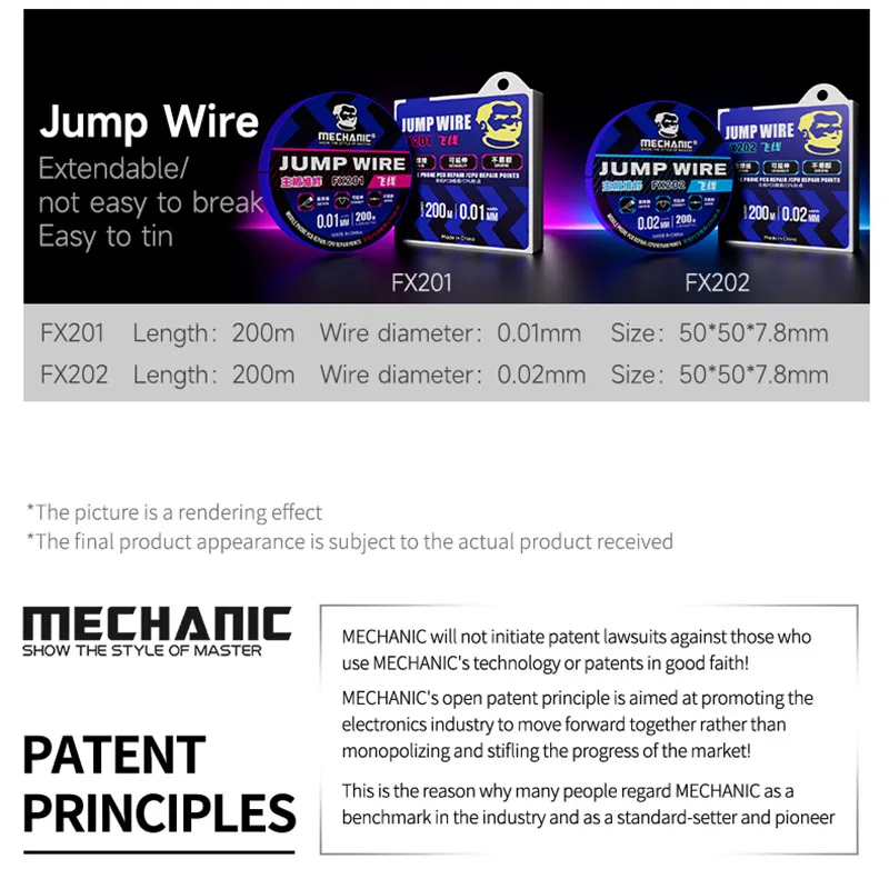 MECHANIC FX105 сверхтонкий изолированный соединительный провод для материнской платы мобильного телефона, процессор, печатная плата FPC, быстрый зубец, без сопротивления, ремонтная линия Fly Line