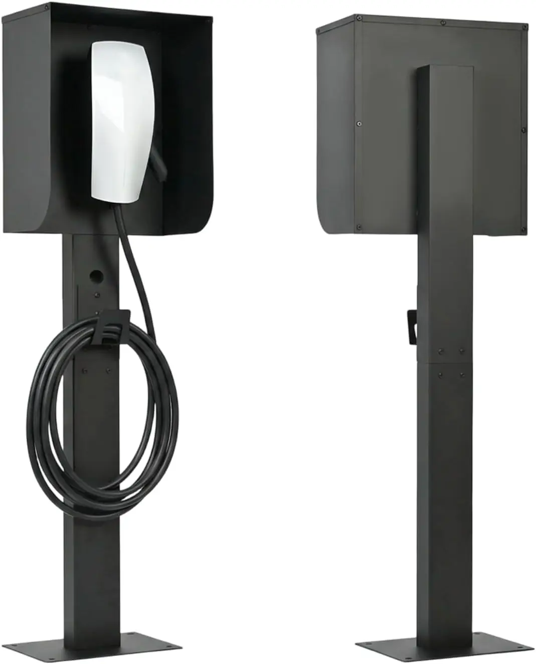 

EV Charger Pedestal with Roof & Side Protection, Indoor/Outdoor, for Level 2 Chargers (Black)