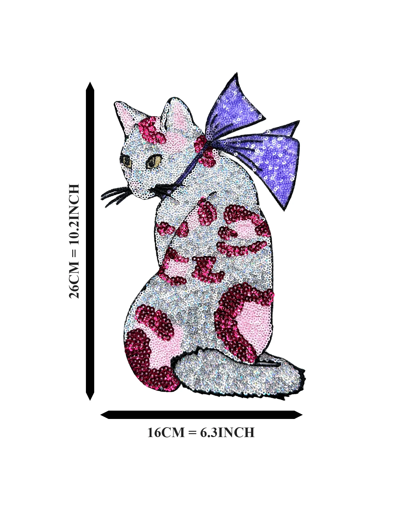 1 Piece Cute Bow Cat Embroidered Sequins Clothing Patches For Clothes Parch Iron On Sticker