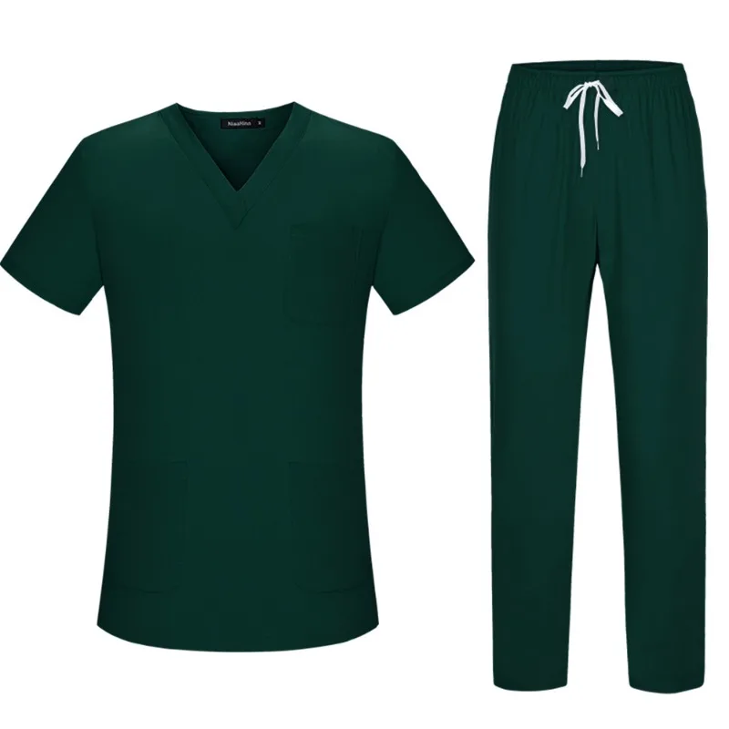 v-neck-medical-two-piece-breathable-and-washable-operating-room-brush-suit-hospital-doctor-nurse-outpatient-surgical-work-suit