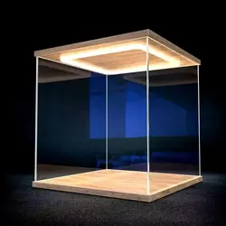 Vitrine transparente en acrylique avec lumières LED annulaires pour figurines d'action, mallette de rangement anti-poussière à assembler pour modèles de voitures et poupées