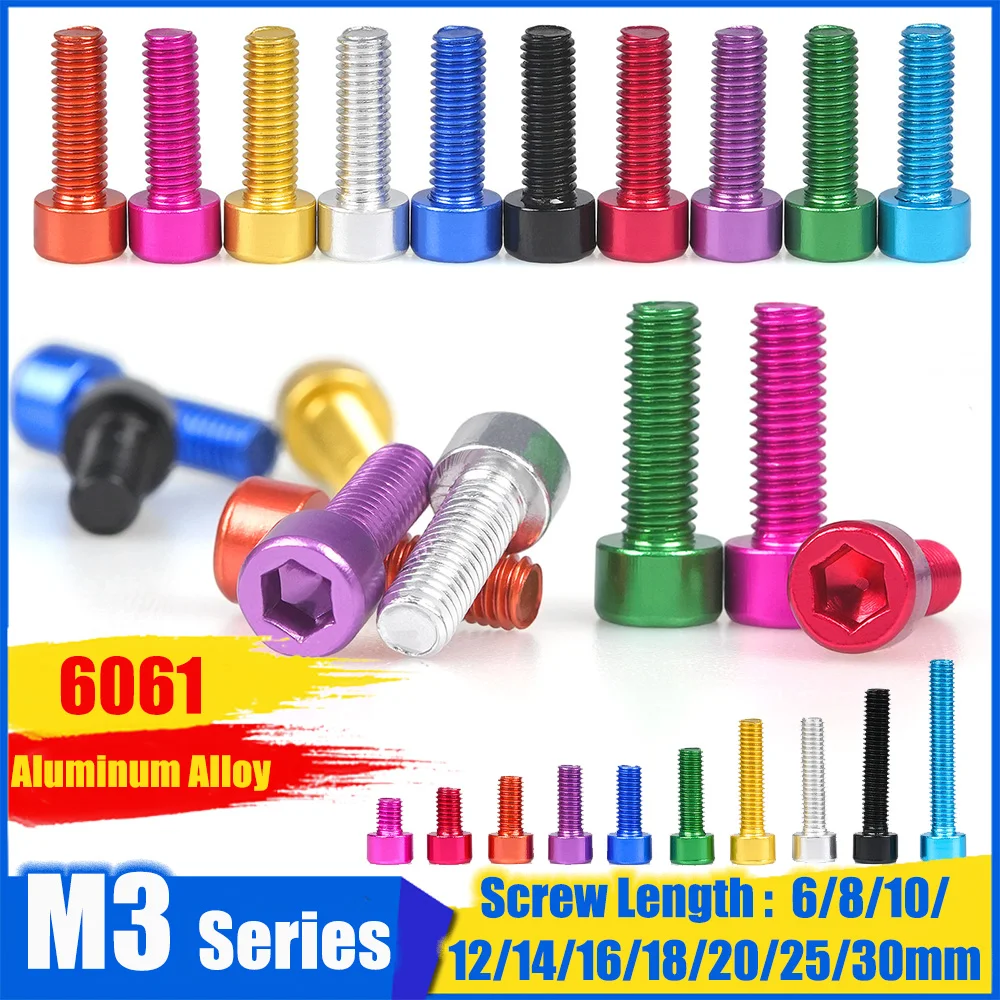 

5/10/20Pcs M3 Colorful Aluminum Alloy Hex Socket Round Cap Screw Ultra Light Cylinder Bolt DIY RC Airplane Frame Model Parts