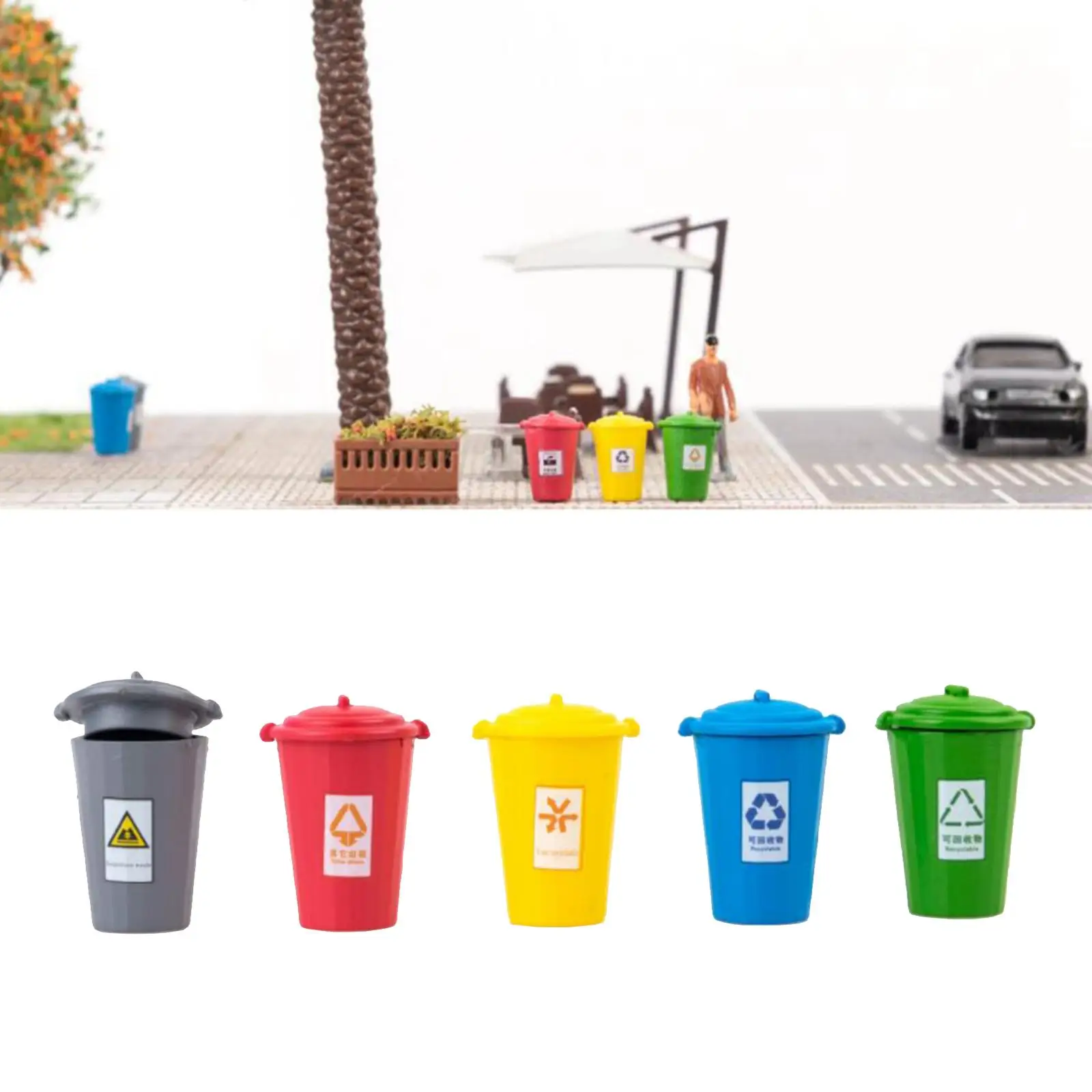 

2-4pack 5xSmall Mini Trash Can Mini Curbside Vehicle Garbage Bin Trashcan Pen