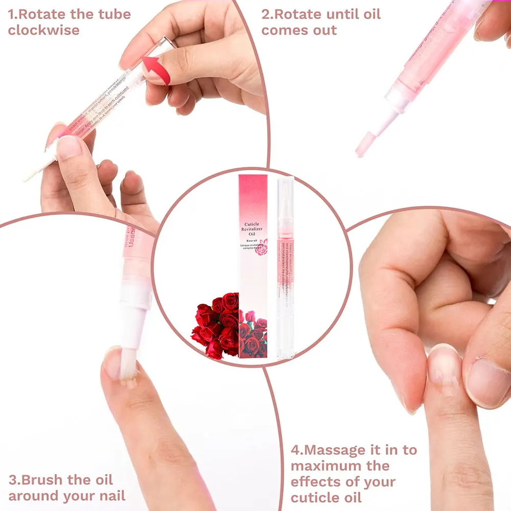1/3pcs 3ml Rose Pink Nail Cuticle Oil Pen Plant Nutrient Oil Cuticle Revitalizer Oil Pen with Soft Brush Nail Edge Finger Care G