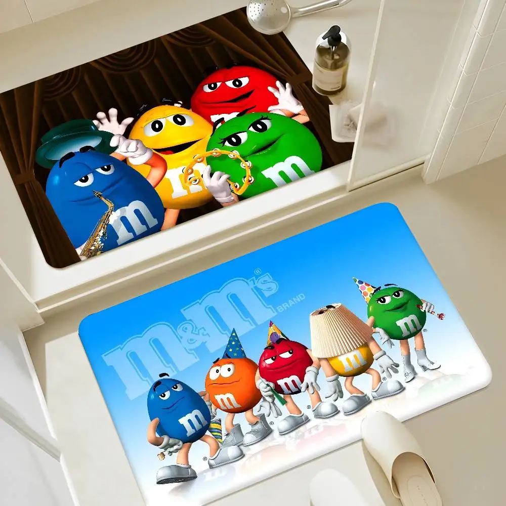 M-M&M Candy Snacks Badezimmermatte, rutschfeste Waschküchenmatte, Wäschekoration, Balkon, Kind, Wohnzimmer, Toilettenteppich